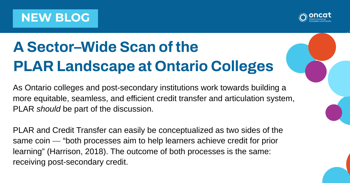 A Sector - Wide Scan of the PLAR Landscape at Ontario Colleges